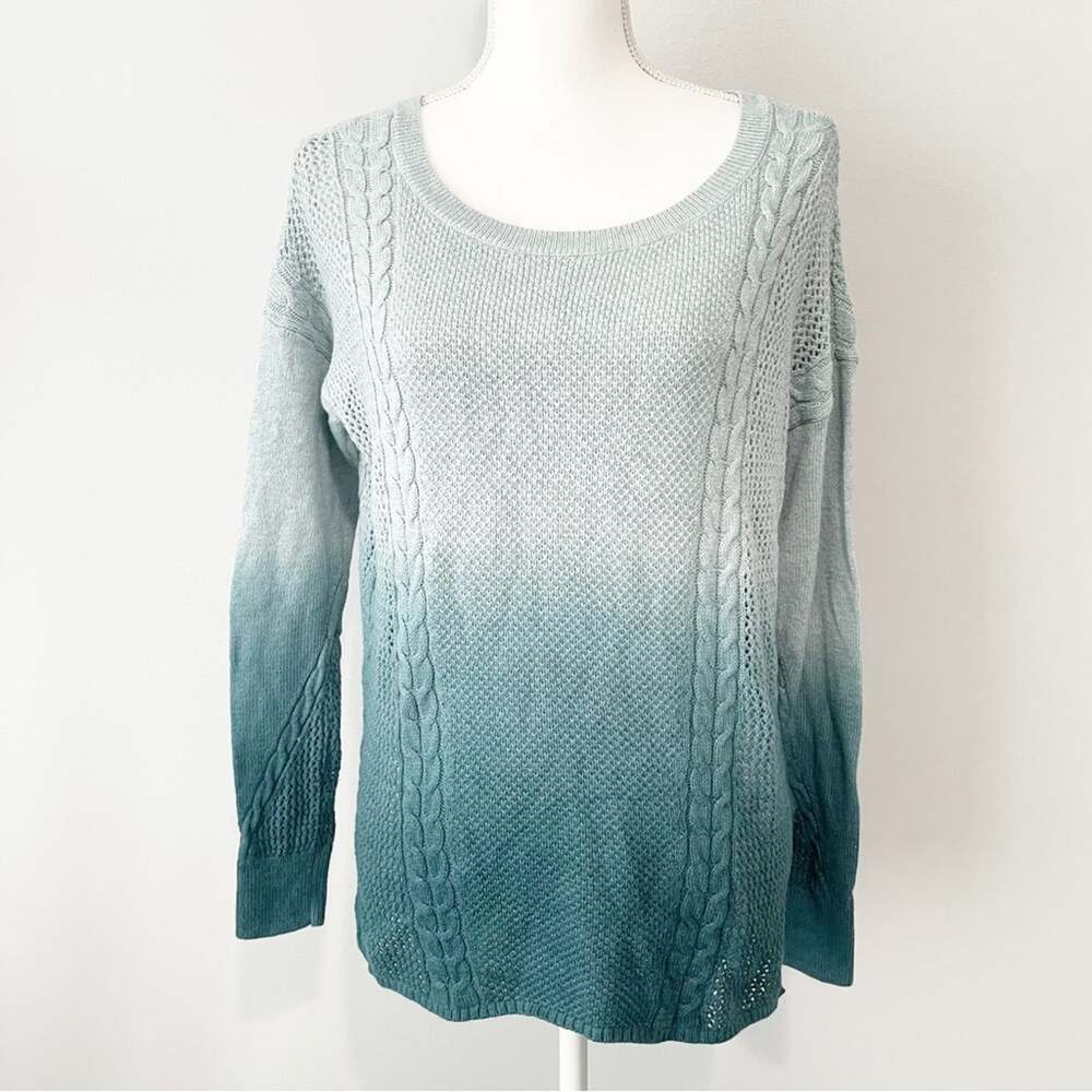 American Eagle Outfitters blue teal Ombre open knit sweater size small wool